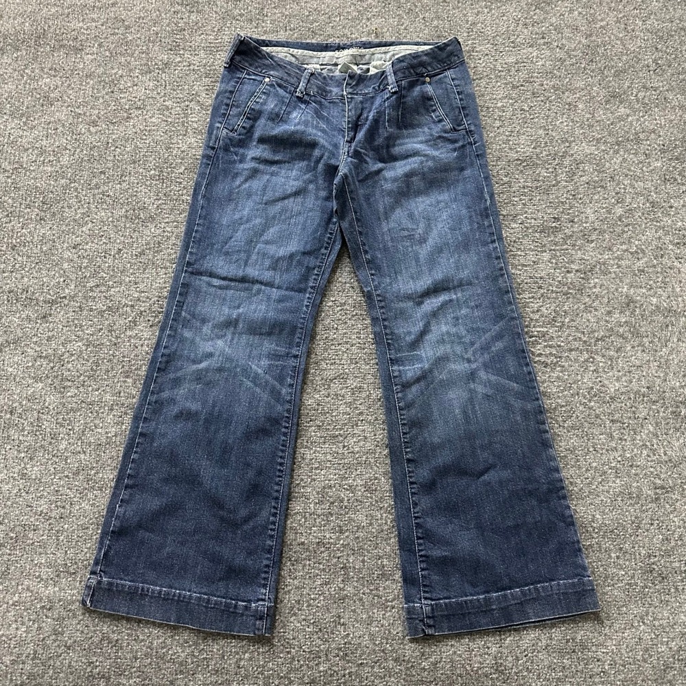 Sonoma Jeans Womens Size 10 Blue Wide Leg Trouser Dark Wash Pleated Denim Pants